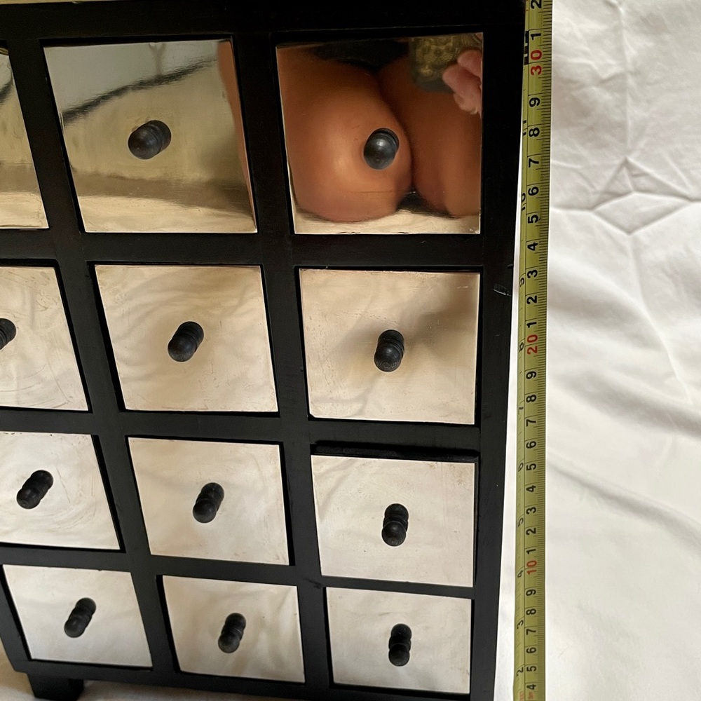 Apothecary Mirror Wood Drawer Cabinet - Picture 4 of 9